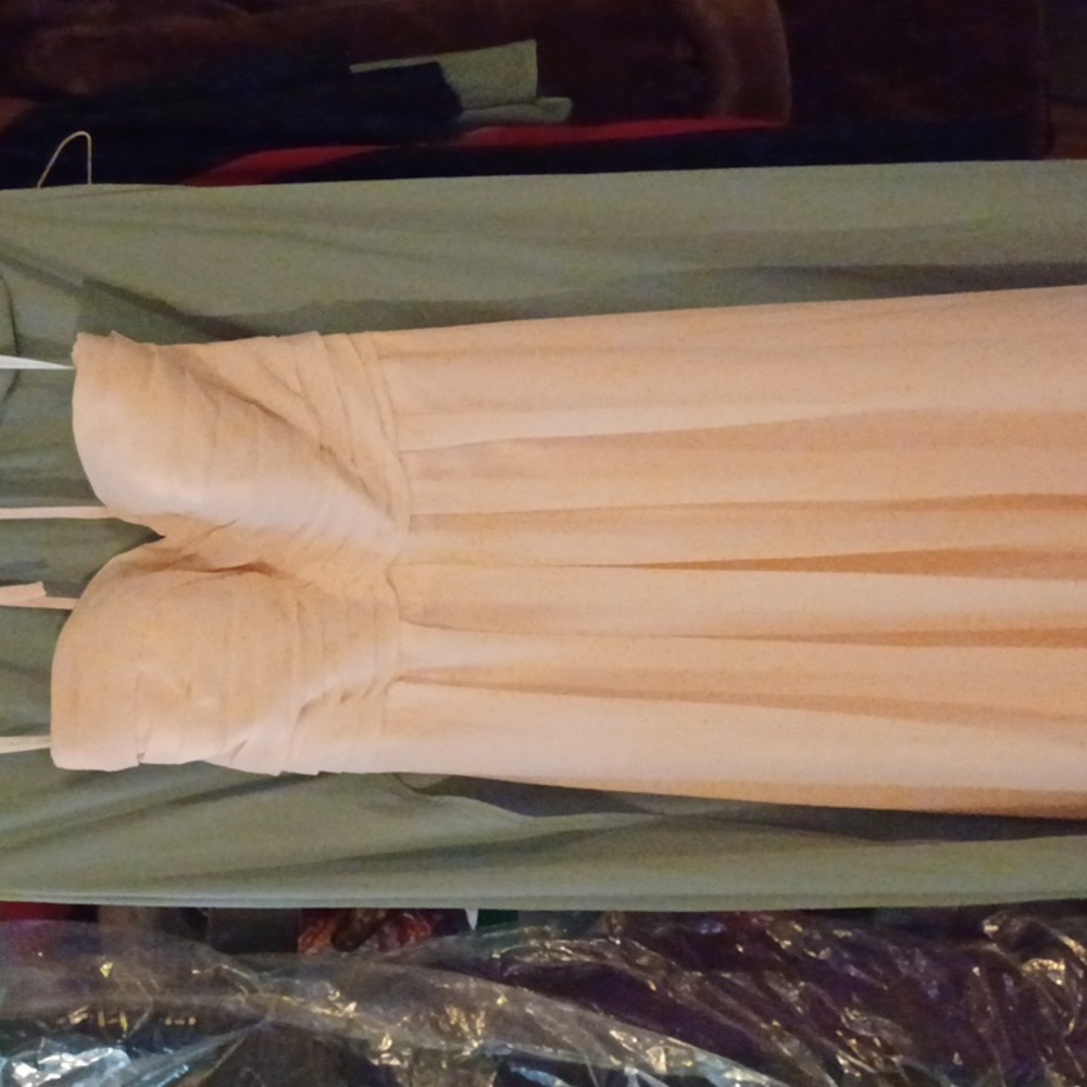 Bill Levkoff Peach Colored Strapless Chiffon Gown size 4